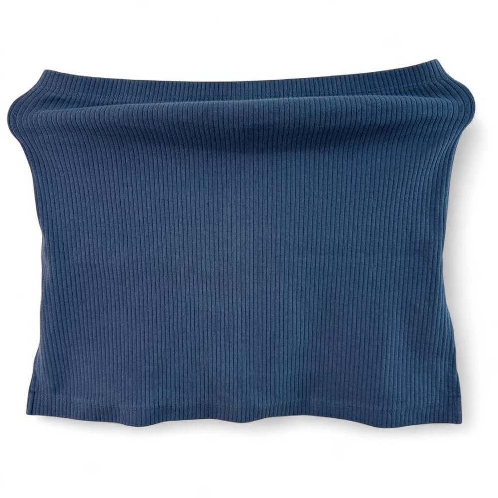 American Eagle Womens Blue Ribbed Cotton Knit Tube Top Strapless Small